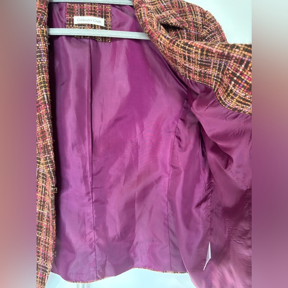 Coldwater Creek Tweed Wool Blend Cropped Blazer Jacket 3/4 Bell Sleeves Size 14P - Picture 7 of 9